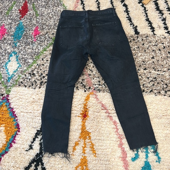 Agolde Lana mid ride straight jean. Cutoff with distressed detail - Picture 2 of 3